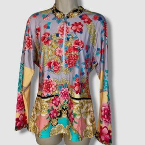Johnny Was Women's Floral Japer Surf Shirt Swimwear Size X-Large